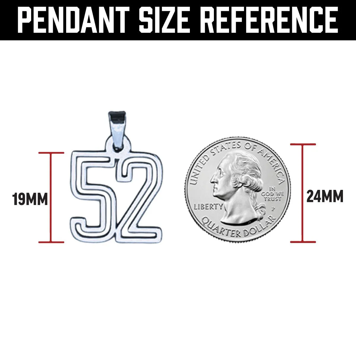 00-09 Varsity Number Pendants With Chain Necklace - Stainless Steel