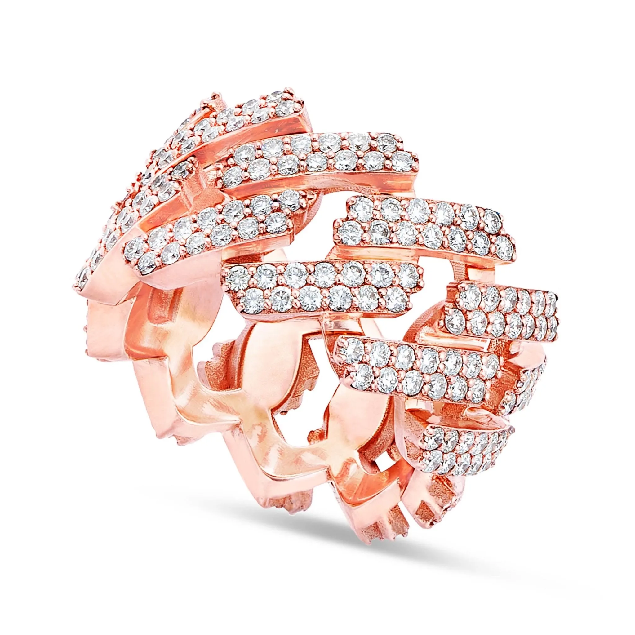 10K Gold 3.20ct Diamond Cuban Link Eternity Ring