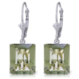 13 Carat 14K Solid White Gold Leverback Earrings Green Amethyst