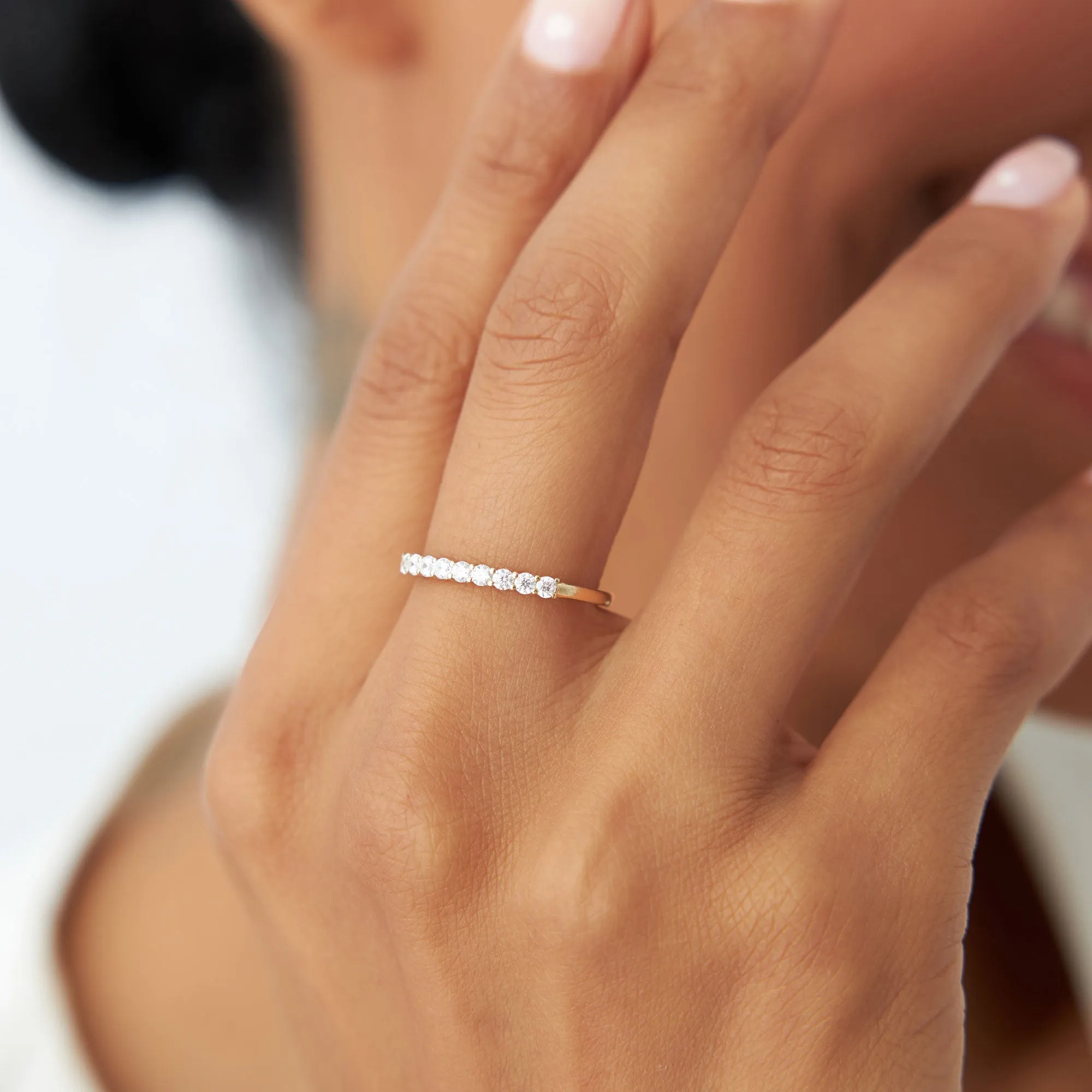 14k 0.30ctw 9 Stone Basket Setting Diamond Wedding Ring