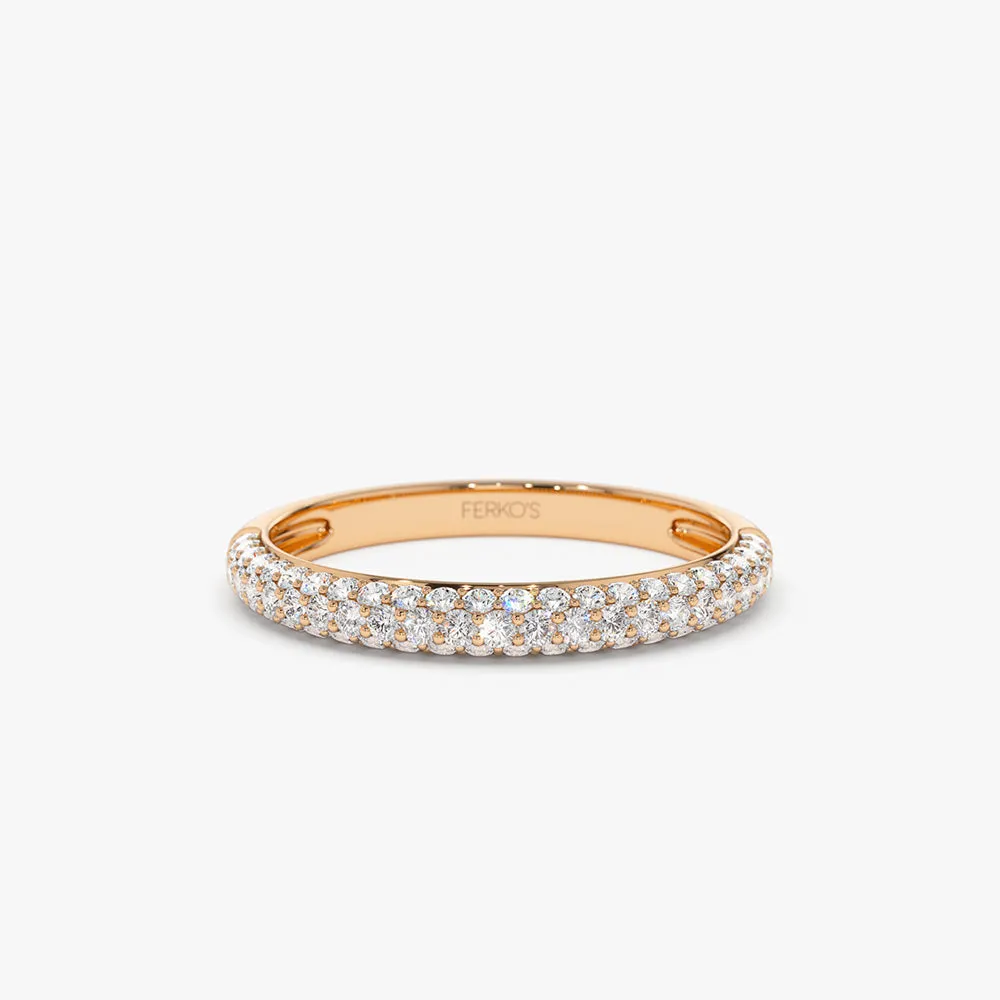 14k 3 Row Half Eternity Diamond Band