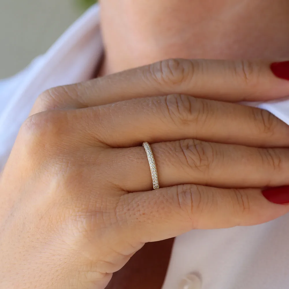 14k 3 Row Half Eternity Diamond Band