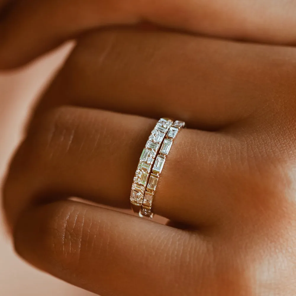 14k Baguette Diamond Stacking Ring
