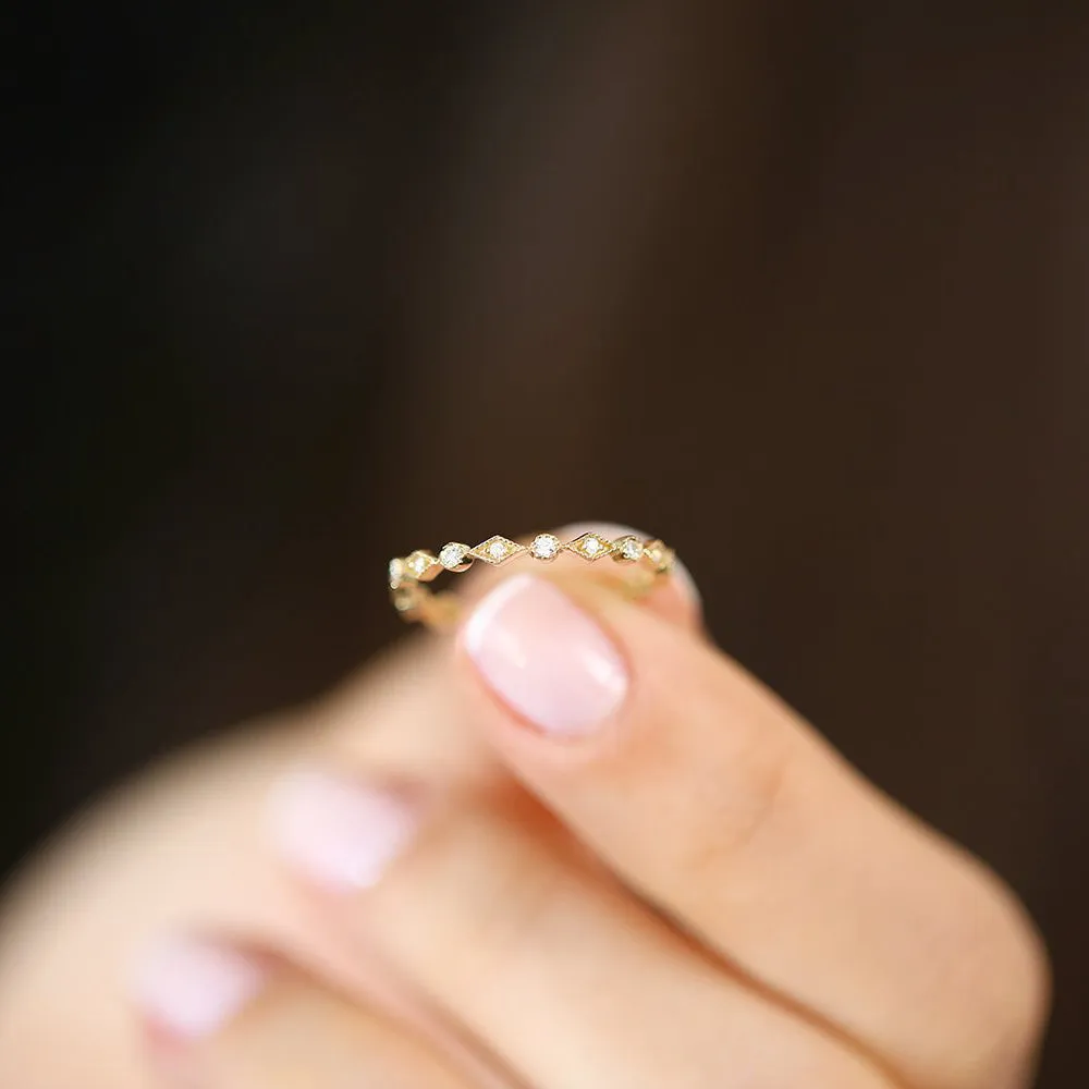 14K Gold Art Deco Diamond Eternity Band