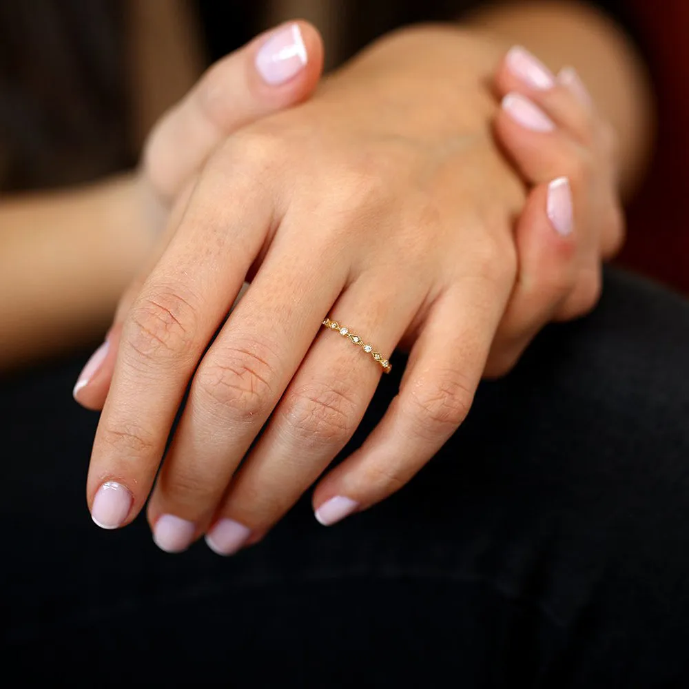 14K Gold Art Deco Diamond Eternity Band