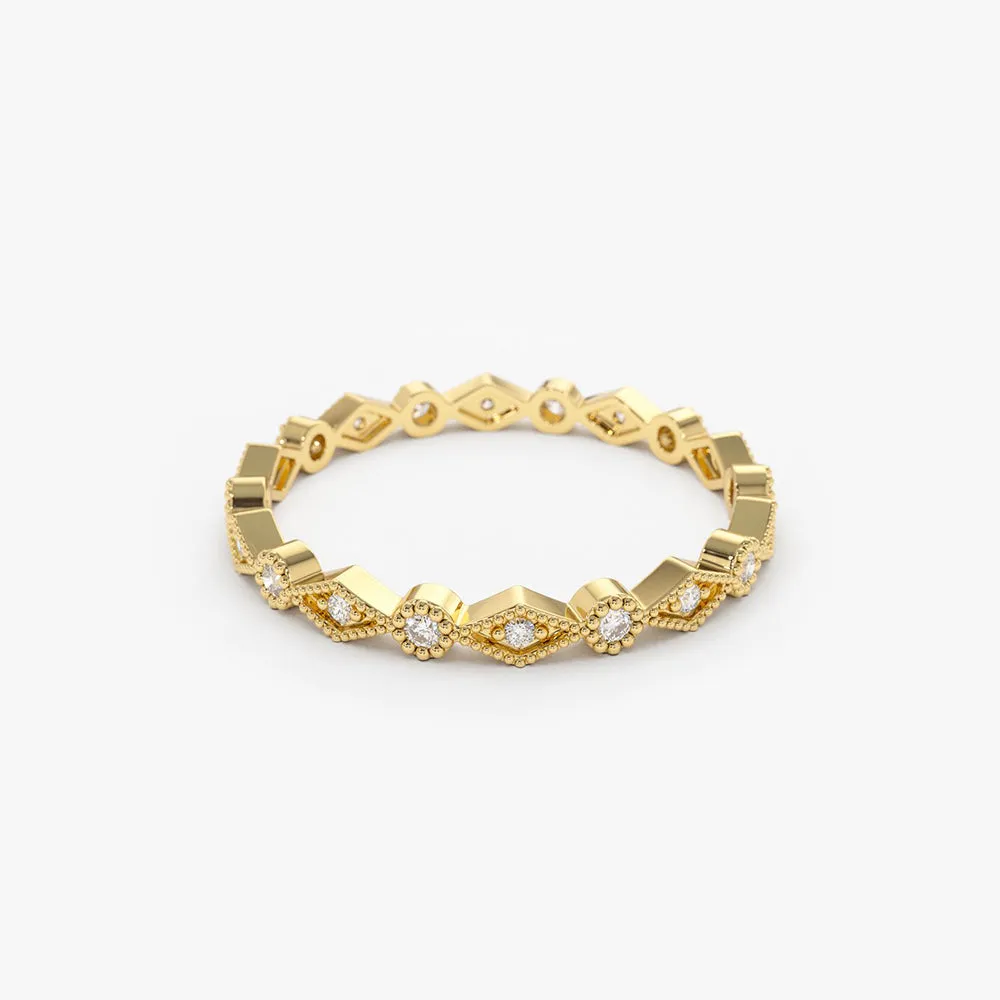 14K Gold Art Deco Diamond Eternity Band