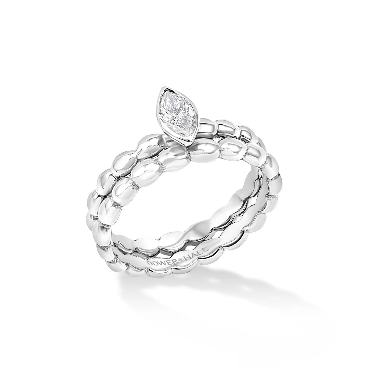 14k Marquise Bubbles Narrative Ring Stack