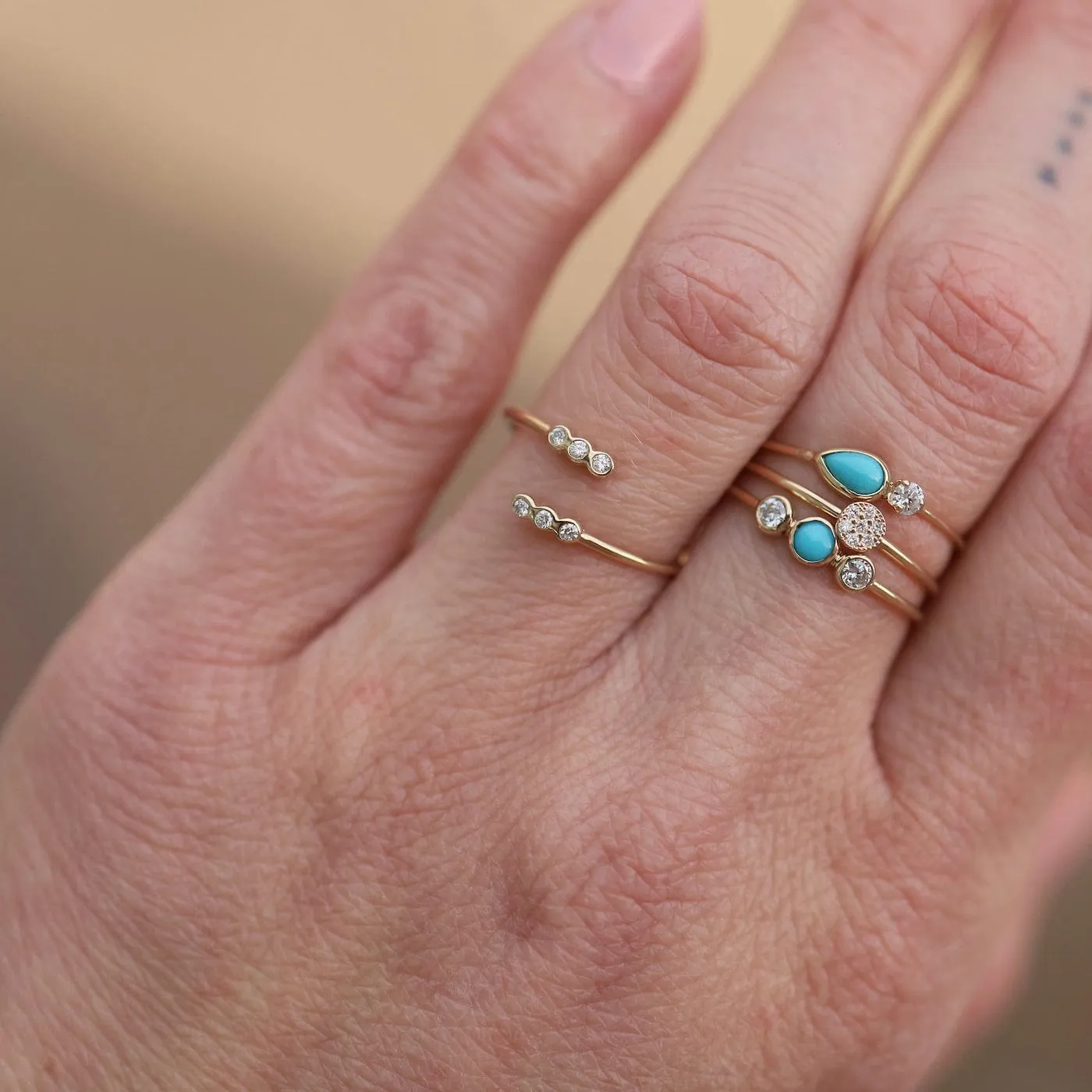 14k Pear Turquoise & Diamond Ring