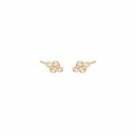 14k Tiny Quad Diamond Bezel Stud Earrings