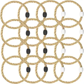 16 Pack Sisal Rope Ring Toss Game Replacement Parts for Adults and Kids, Outdoor Toss Rings for Agility Practice and Speed Game and Yard Games and Lawn Games for Party (Black and White)