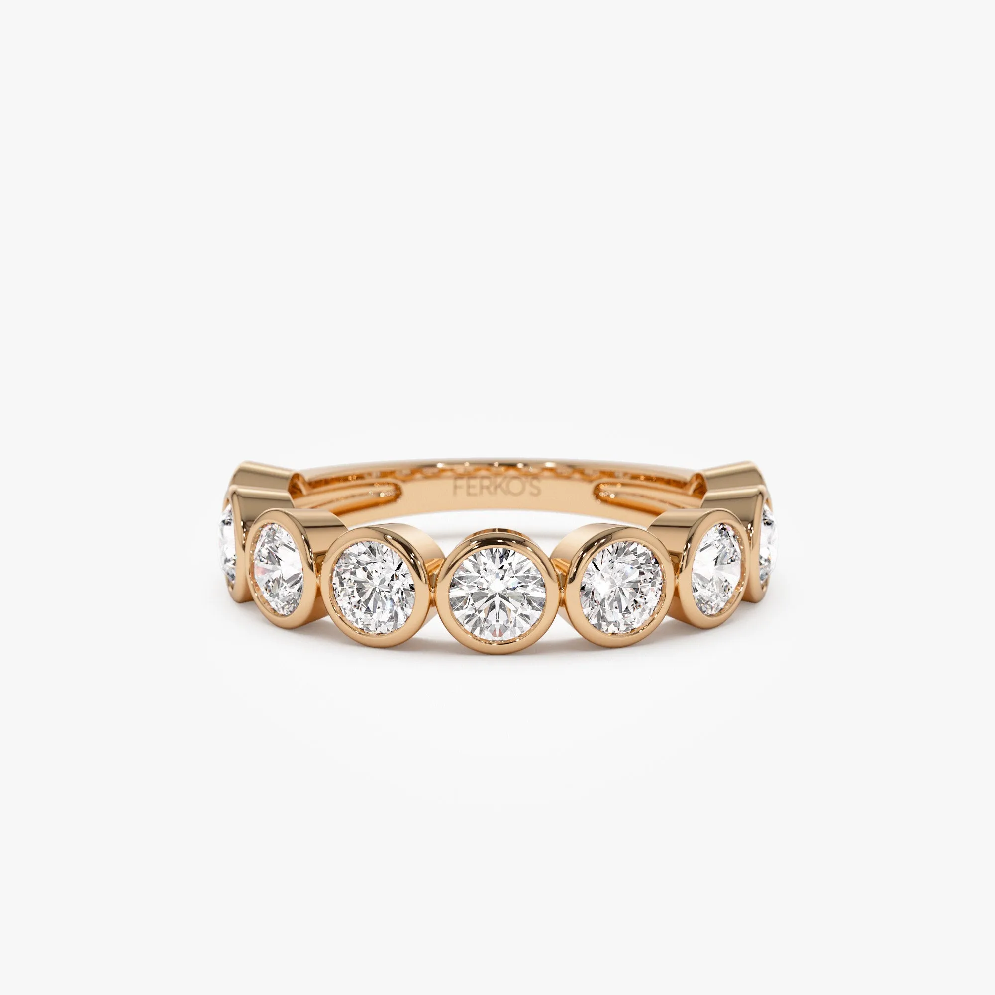 1.75 ctw 14k Bezel Setting Nine Stone Round Lab Grown Diamond Wedding Ring - Lily