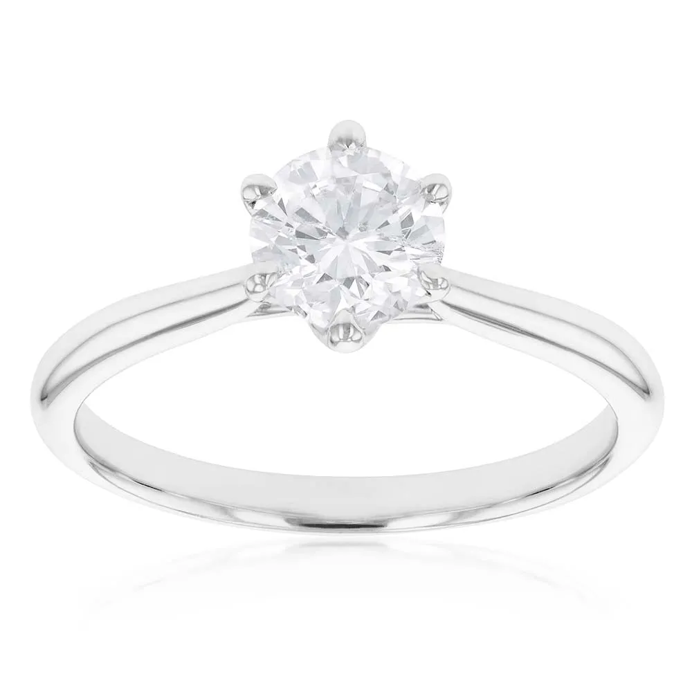 18ct White Gold Solitaire Ring with 1.00 Carat GI SI Certified Diamond