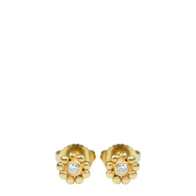 18K Gold Tiny Java Flower Stud Earrings with Diamonds
