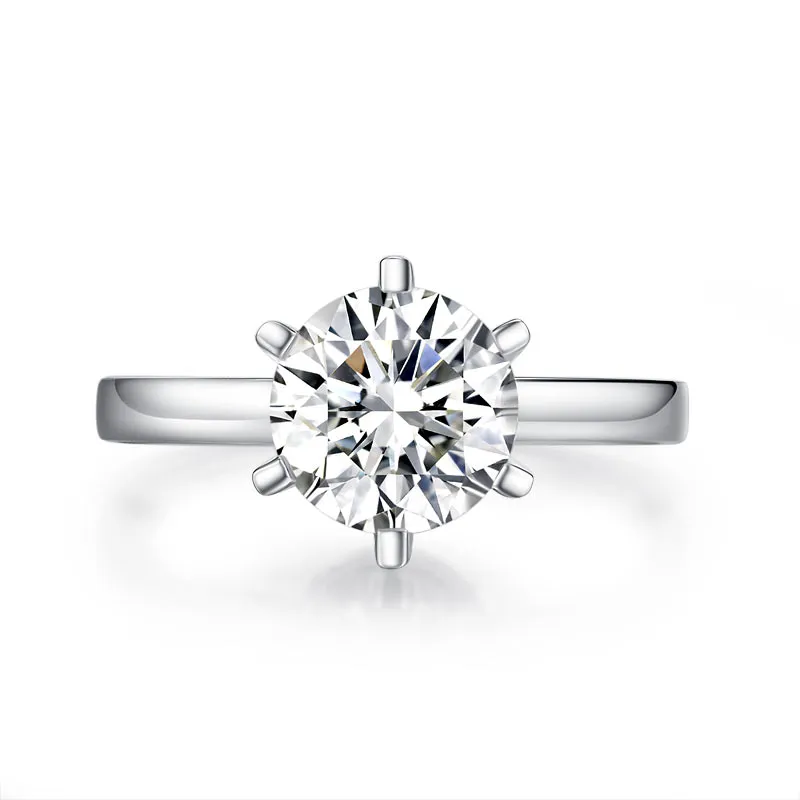 2 Carat Moissanite Diamond (8 mm) 6 Claws Engagement Ring 925 Sterling Silver MFR8349