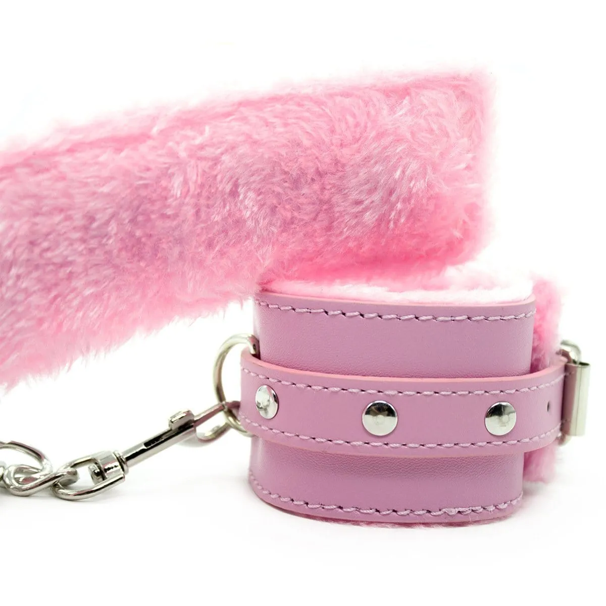 2360MQ      <b>BOGO!</b> Princess Pink Fur Lined Ankle Bondage Cuffs