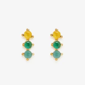 3 Stone Stud Earrings