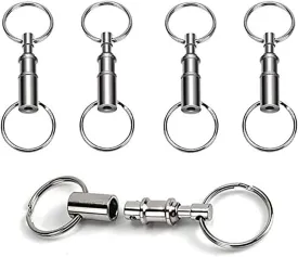 4 Pack Quick Release Detachable Pull Apart Keychain For unisex-adult, Silver