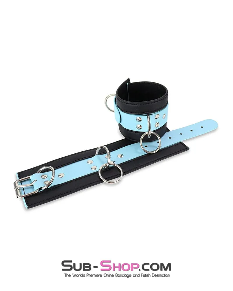 4789DL      Diamond Blue Strap Black Wrist Bondage Cuffs