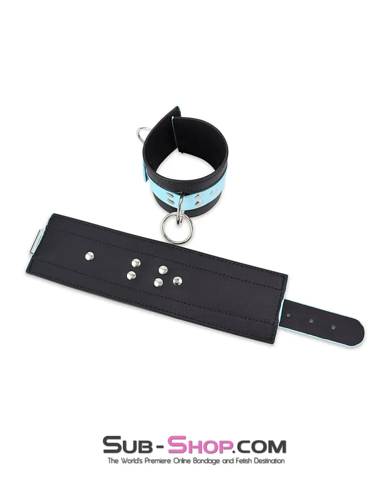 4789DL      Diamond Blue Strap Black Wrist Bondage Cuffs