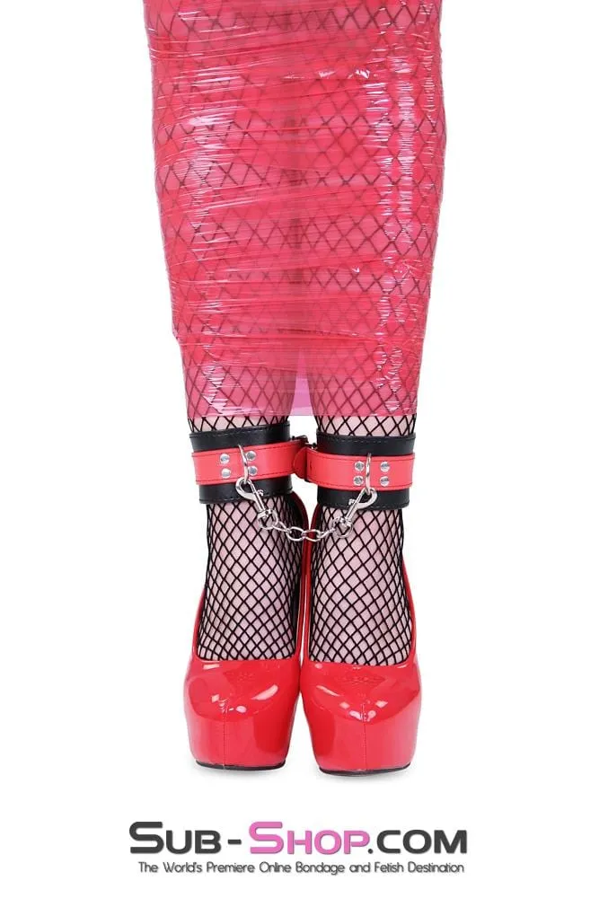 9025MQ      Red Stripes Black Ankle Cuffs with Red Strap