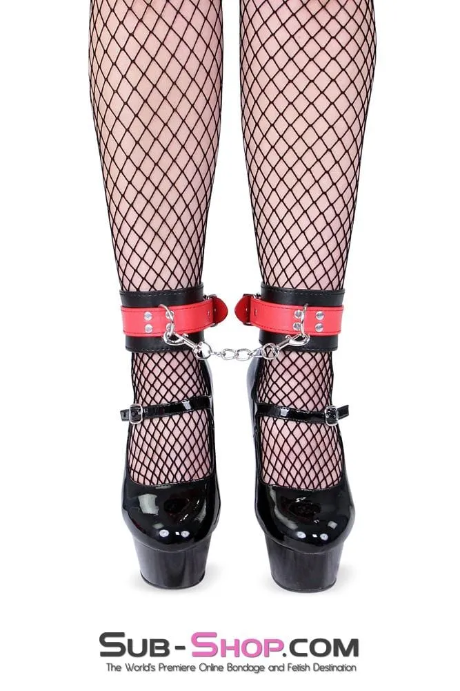 9025MQ      Red Stripes Black Ankle Cuffs with Red Strap
