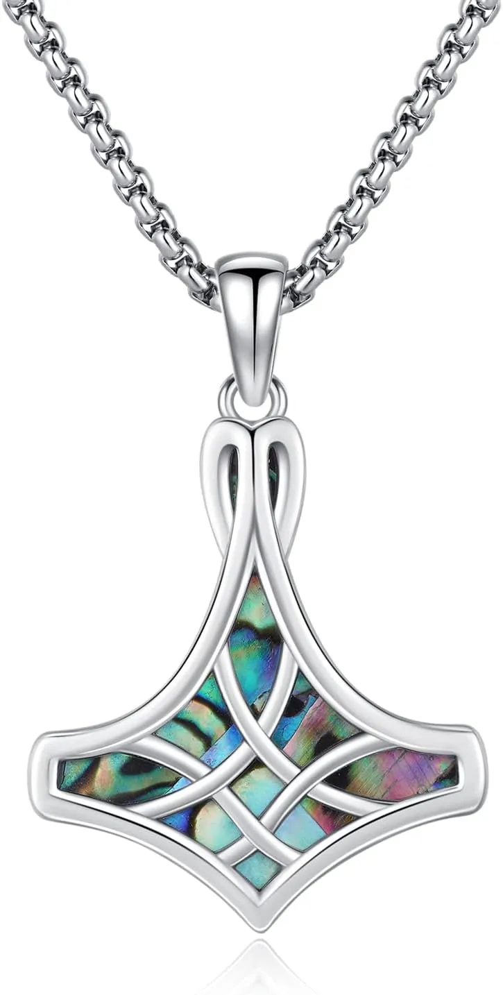 925 Sterling Silver Thor Hammer Pendant Mjolnir Necklace Norse Viking Jewelry with Stainless Steel Chain