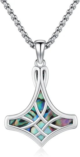 925 Sterling Silver Thor Hammer Pendant Mjolnir Necklace Norse Viking Jewelry with Stainless Steel Chain