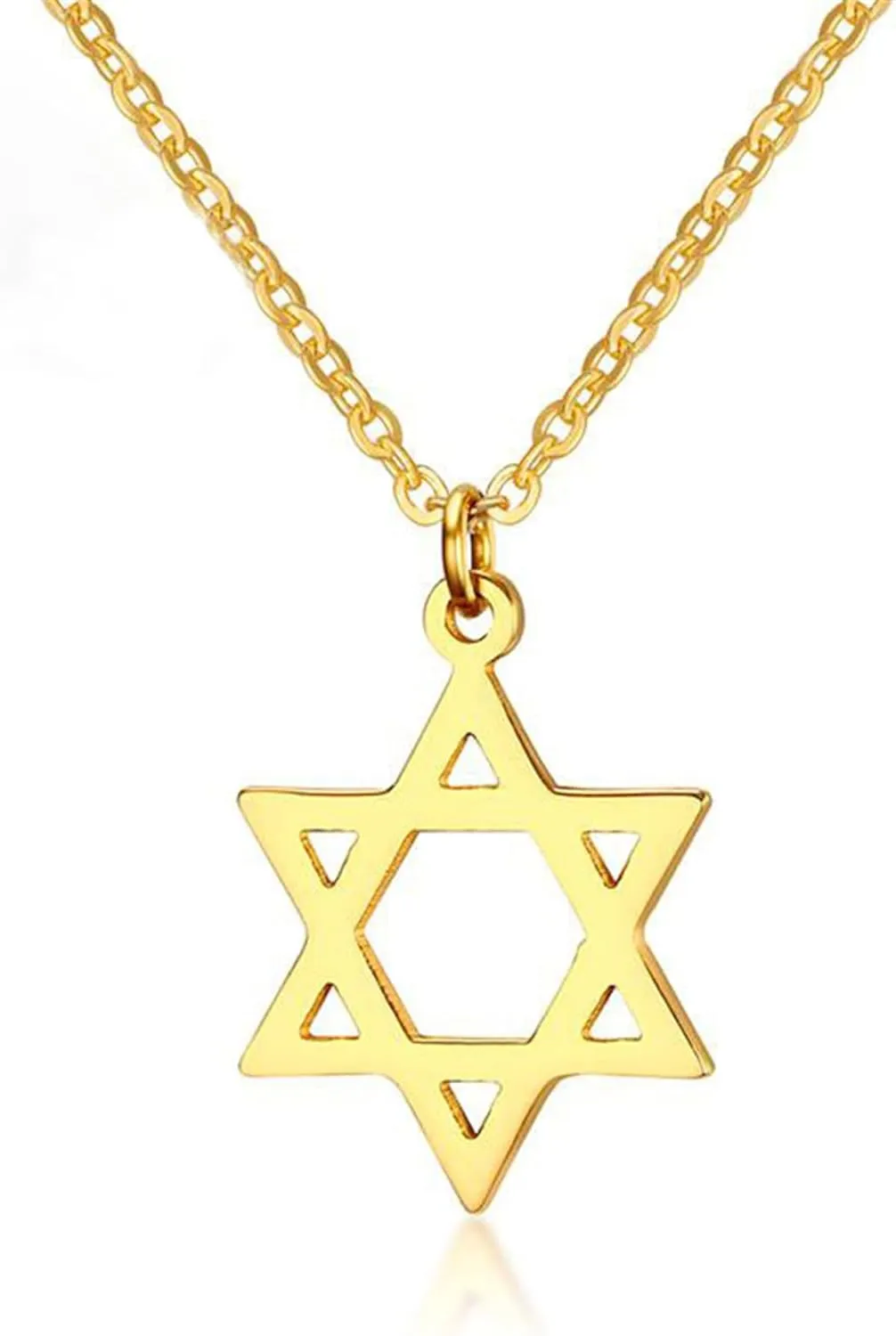 AILUOR 18K Gold Plated Megan Star of David Pendant Necklaces, Six Pointed Megan Star Jewish Israel Jewelry for Women/Men Hip Hop Jewelry