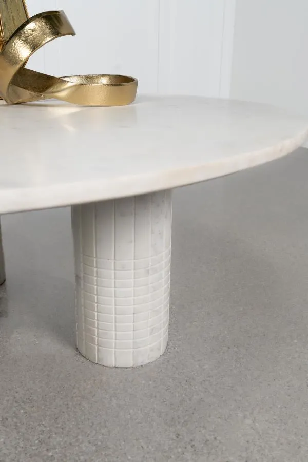 Astoria - Round Genuine Marble Coffee Table - White