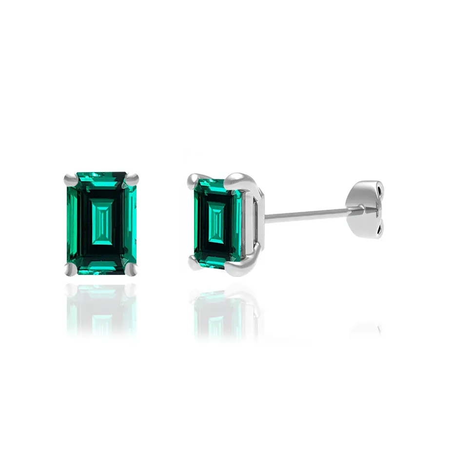 AVIANA - Grown Emerald 950 Platinum Stud Earrings