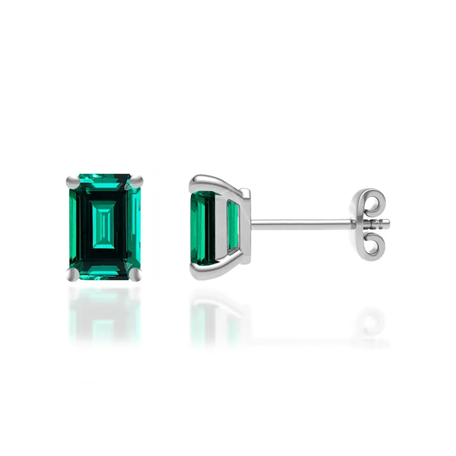 AVIANA - Grown Emerald 950 Platinum Stud Earrings
