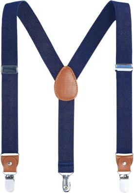 AWAYTR Kids Boys Adults Suspenders - 4 Sizes Sturdy Metal Clips Elastic Adjustable Suspender
