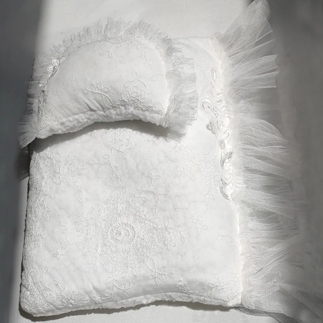 Babymoon Lace Mattress Cushion & Pillow | Posing Props | Baby Photography Props | White
