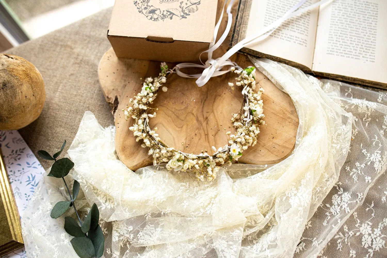 Baby's breath First Holy Communion head wreath