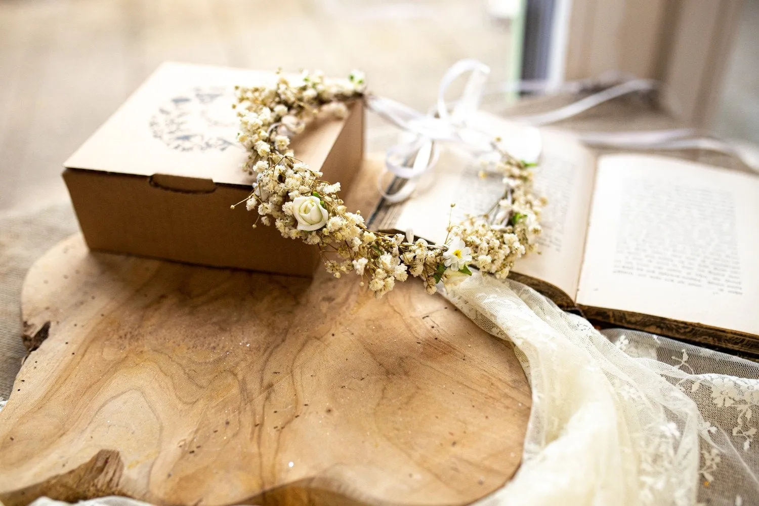 Baby's breath First Holy Communion head wreath