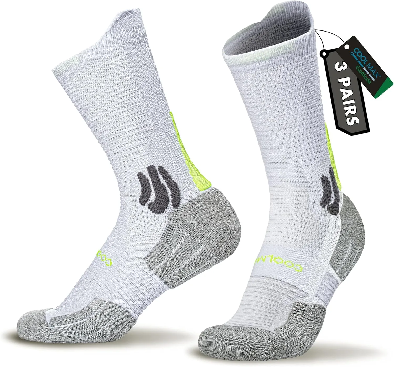 BRISIRA Coolmax Bamboo Viscose Compression Anti Blister Hiking Socks Crew Mid Calf Moisture Wicking Anti Odor Tennis Cushion