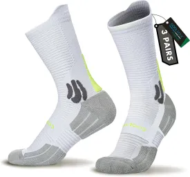 BRISIRA Coolmax Bamboo Viscose Compression Anti Blister Hiking Socks Crew Mid Calf Moisture Wicking Anti Odor Tennis Cushion