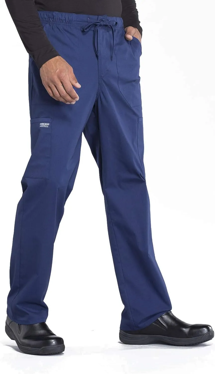 Cherokee Men's Scrub Pant Tapered Leg Fly Front Cargo Pant with 5 Pockets WW190