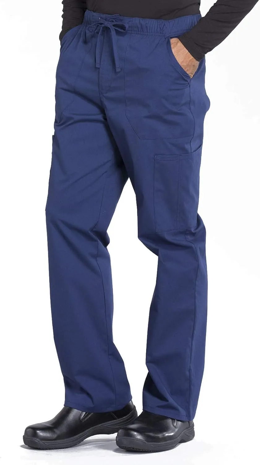 Cherokee Men's Scrub Pant Tapered Leg Fly Front Cargo Pant with 5 Pockets WW190