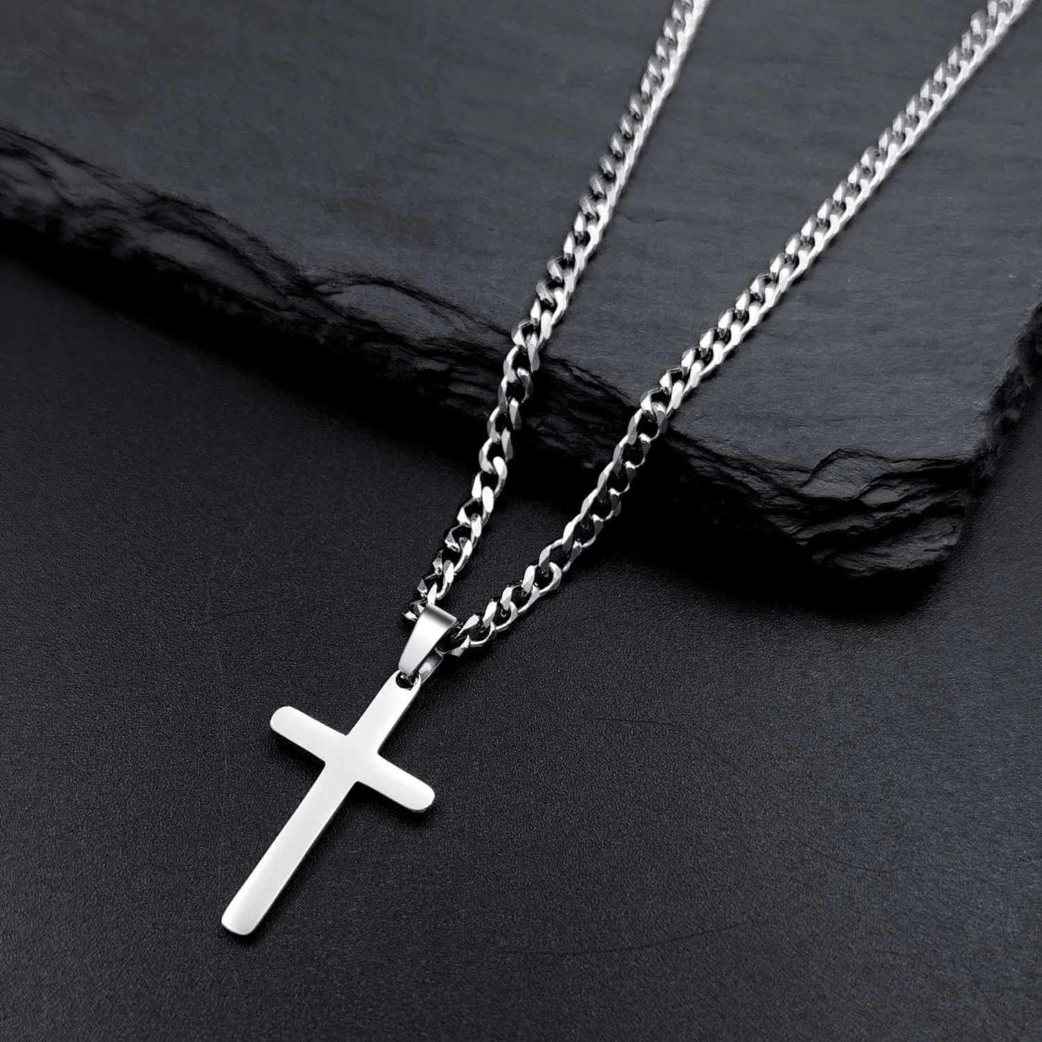 Cross Necklace for Men Women Stainless Steel Cross Pendant Necklaces Chain 20 22 24 Inches