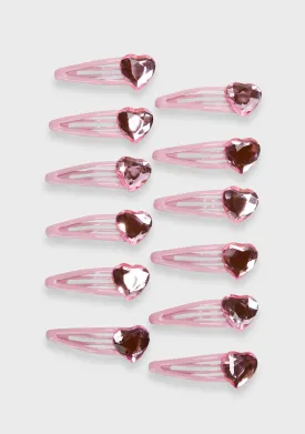 Dazzled Heart Hair Clips Set