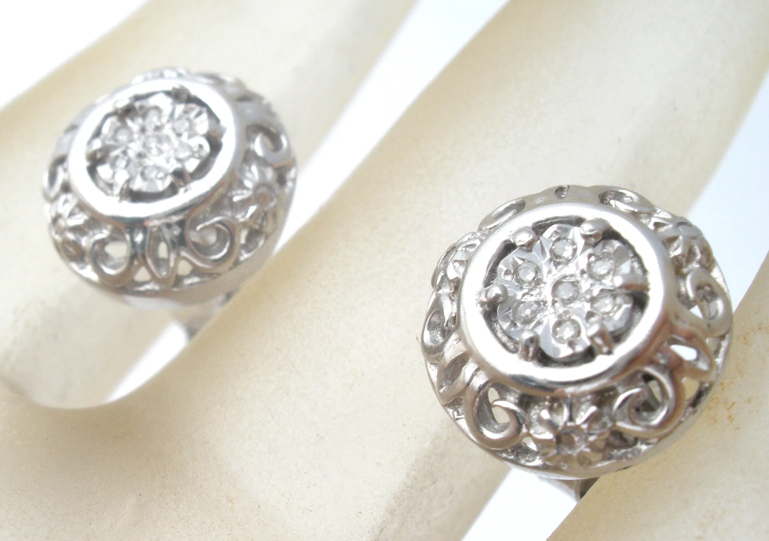 Diamond Earrings Sterling Silver Studs