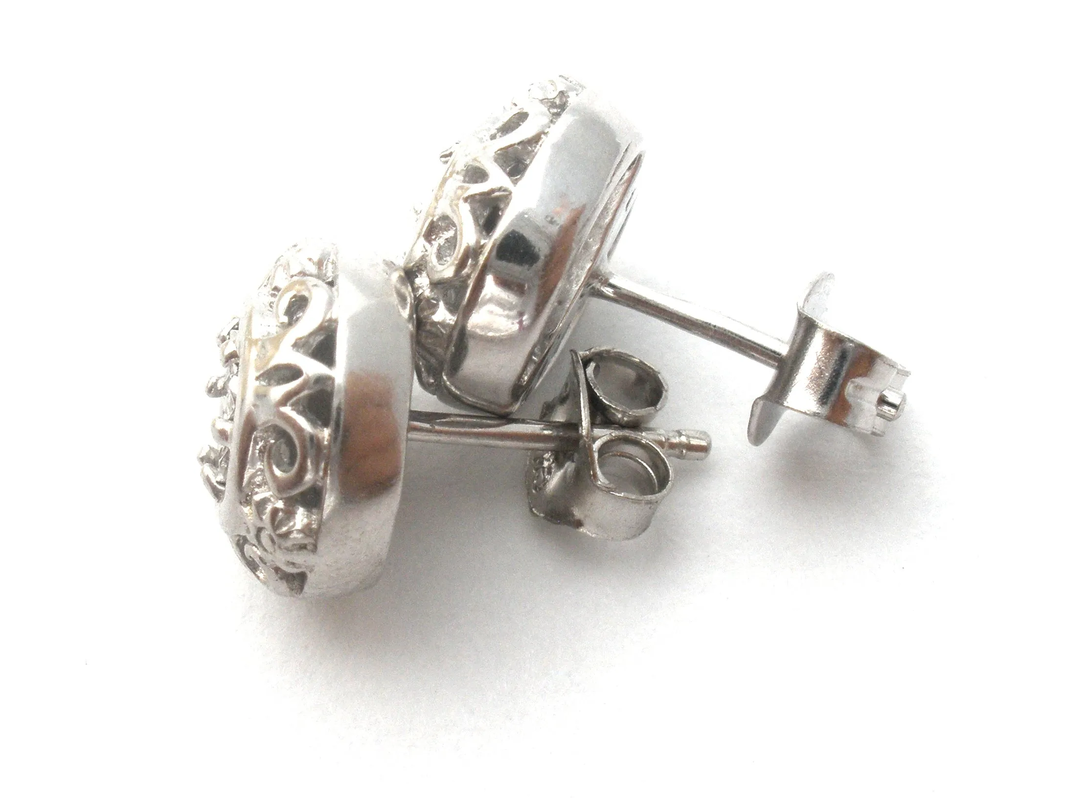 Diamond Earrings Sterling Silver Studs