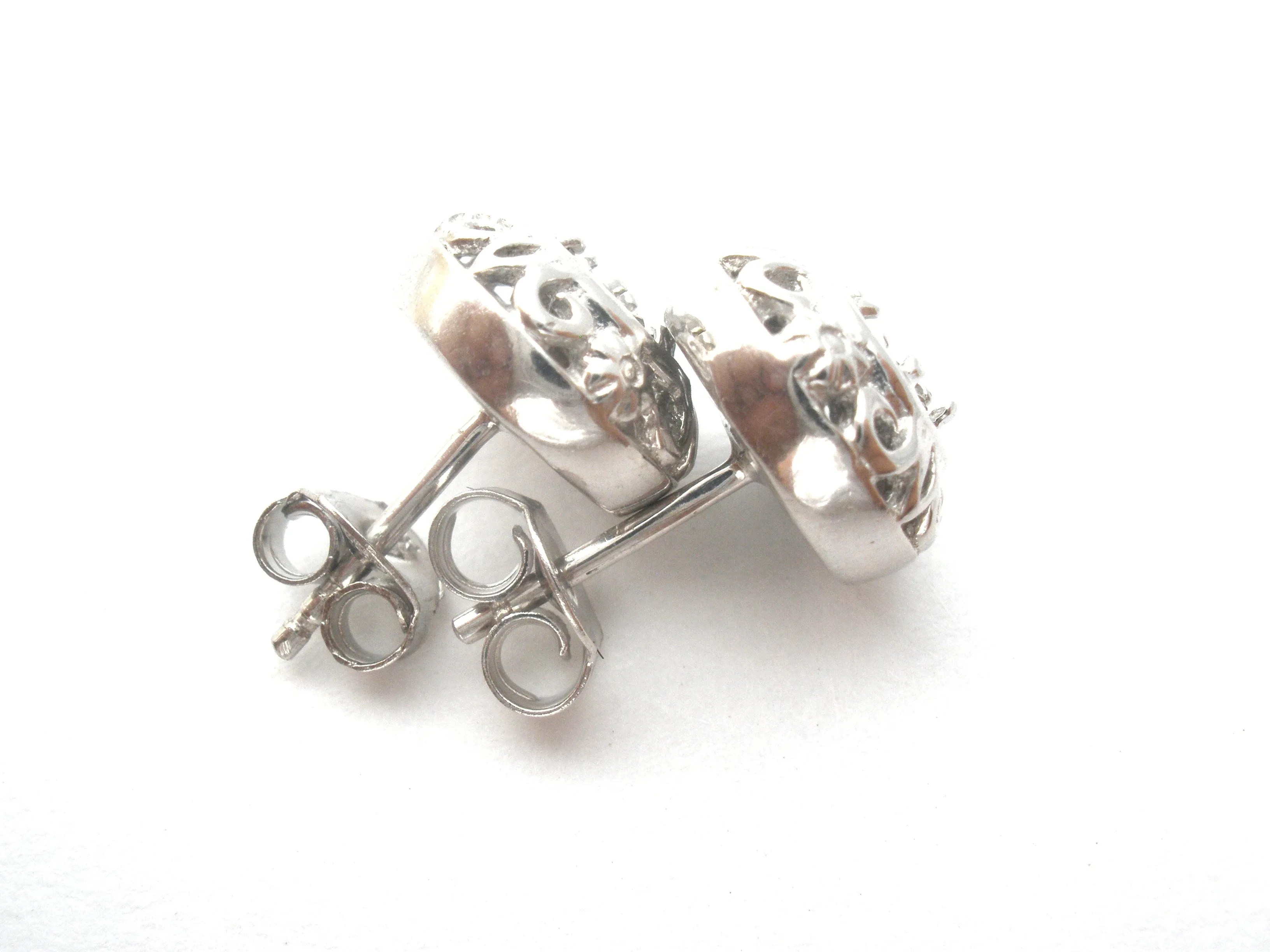 Diamond Earrings Sterling Silver Studs