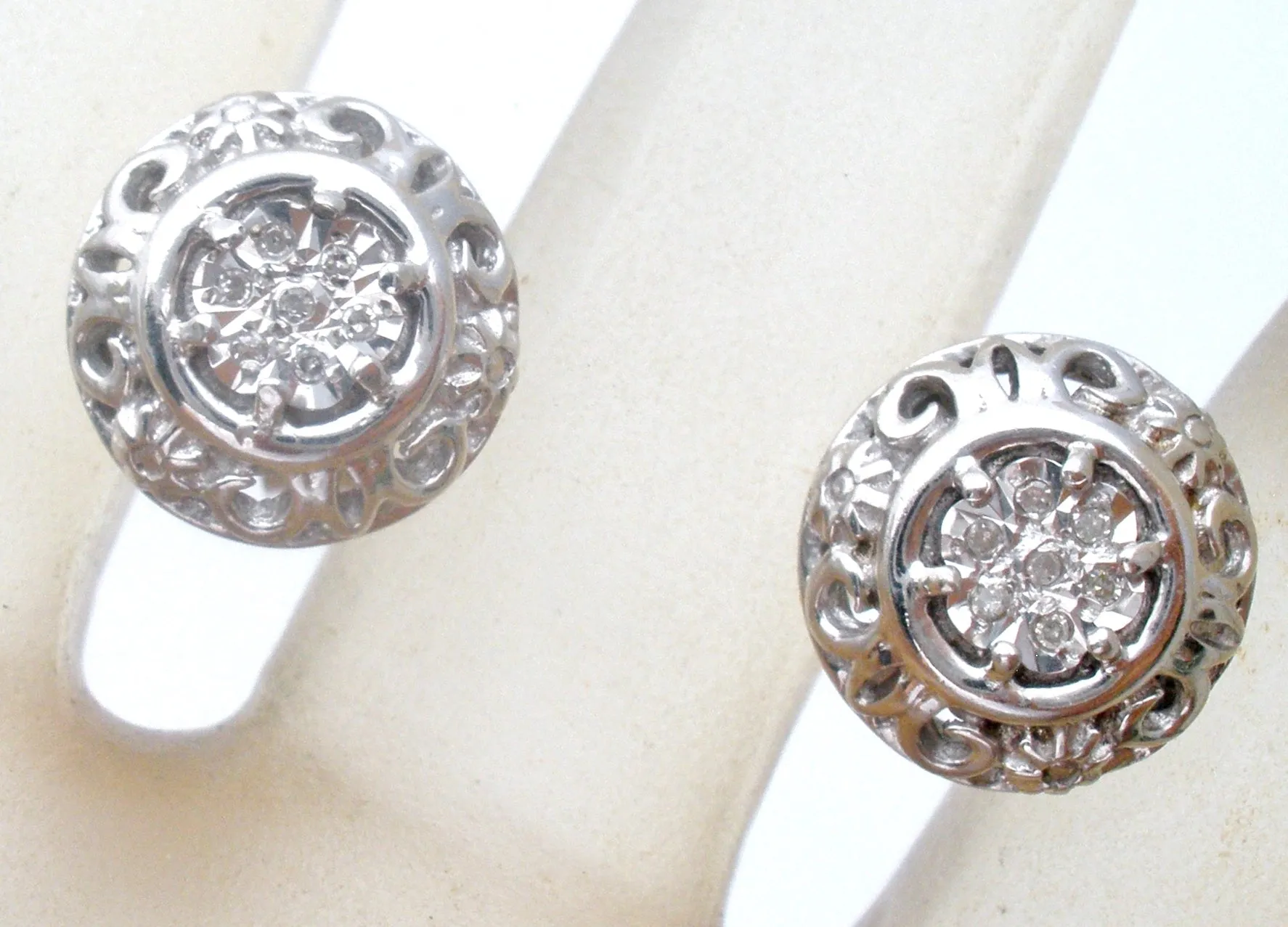 Diamond Earrings Sterling Silver Studs