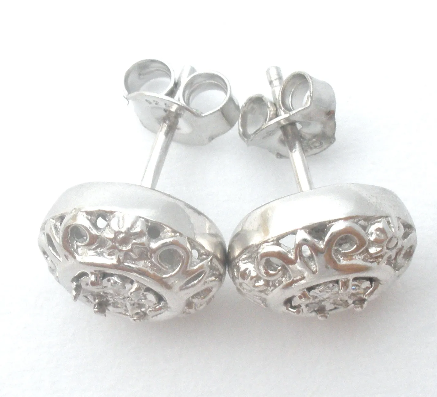 Diamond Earrings Sterling Silver Studs
