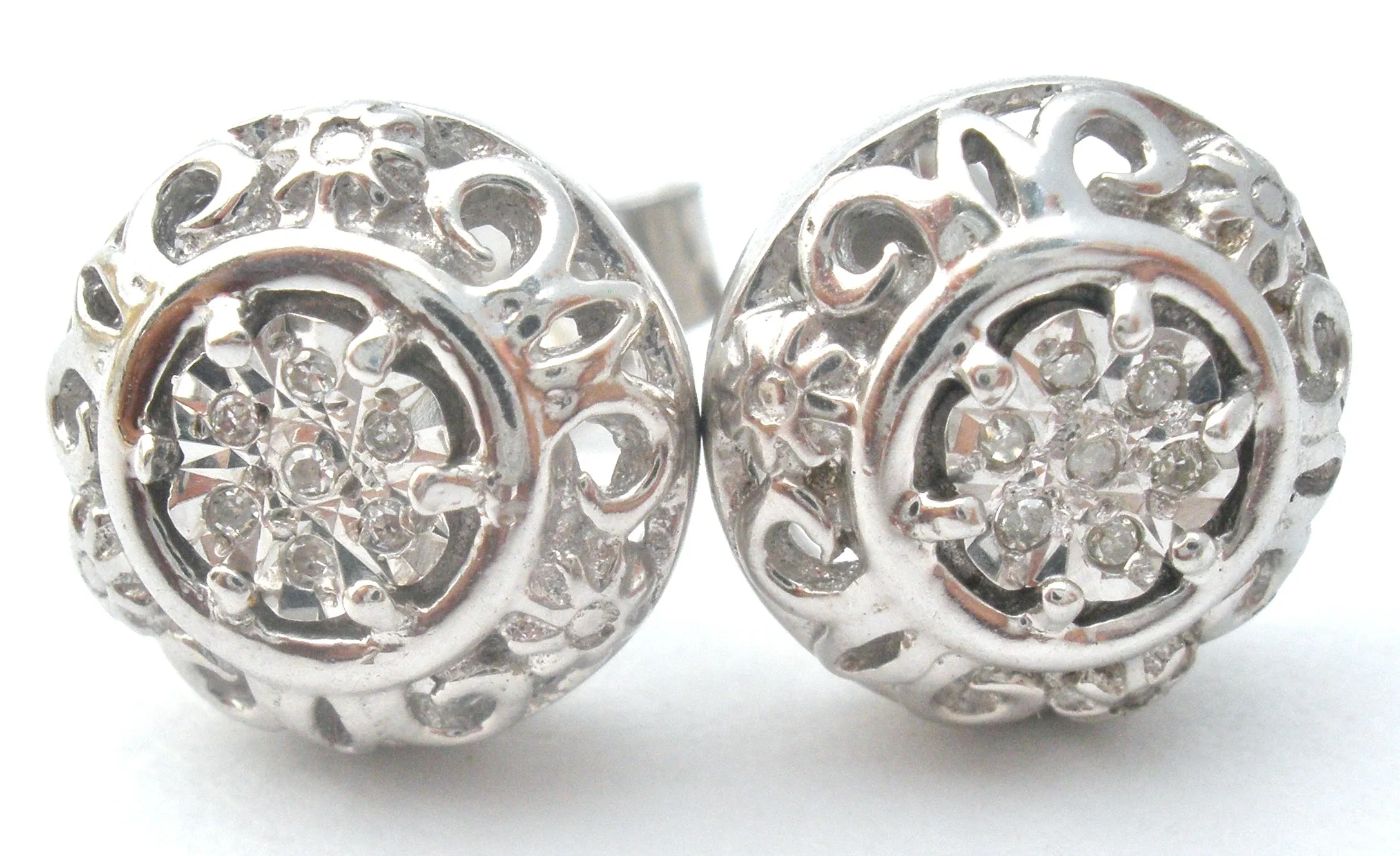 Diamond Earrings Sterling Silver Studs