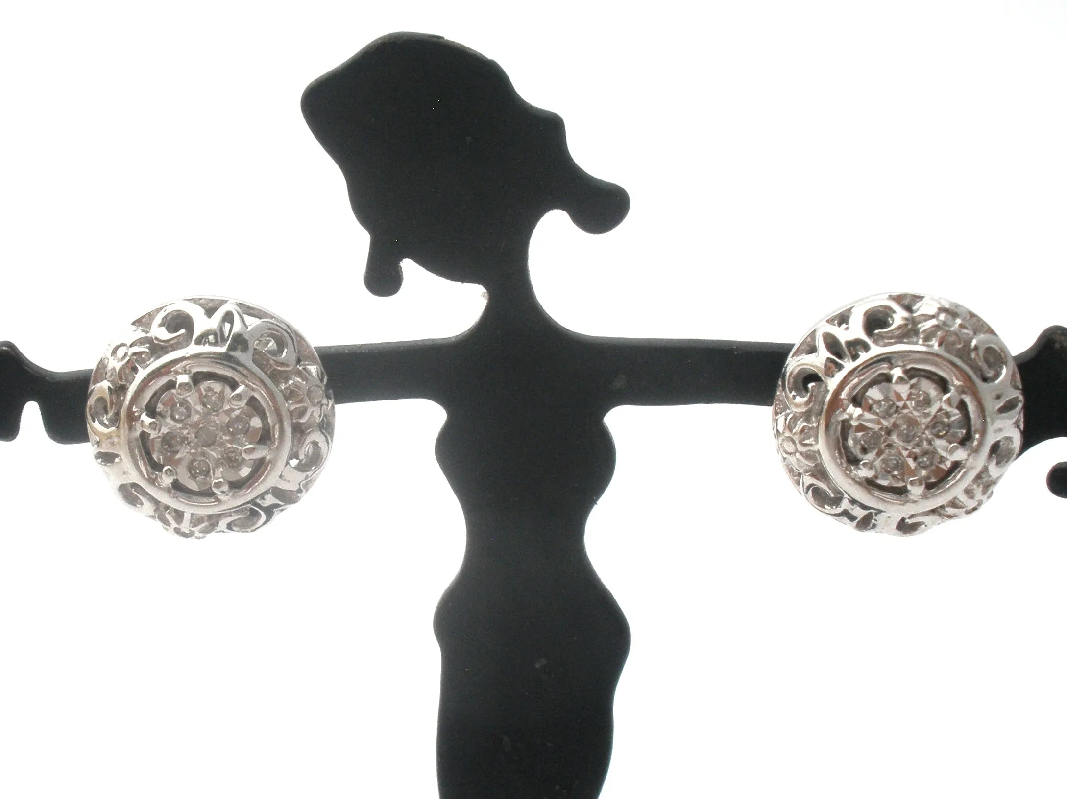 Diamond Earrings Sterling Silver Studs