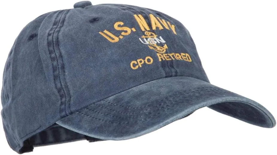 e4Hats.com US Navy CPO Retired Military Embroidered Washed Cotton Twill Cap