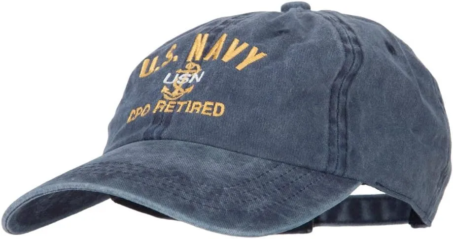 e4Hats.com US Navy CPO Retired Military Embroidered Washed Cotton Twill Cap